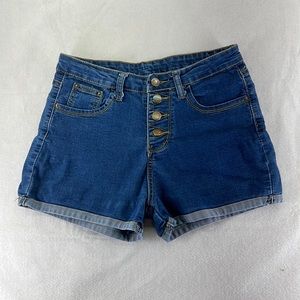 Weiwei Blue Jean Shorts Button Fly Mid Rise Womens Size 29